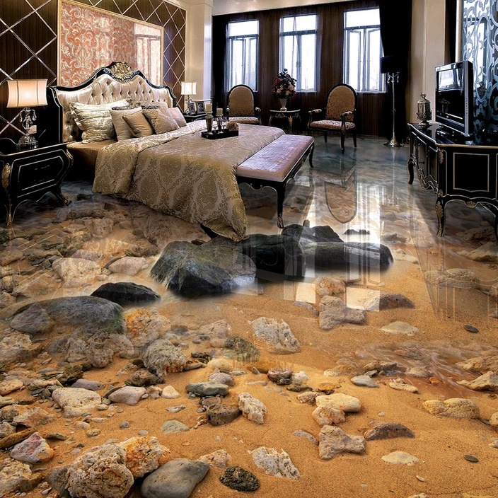 Custom printed vinyl pvc flooring mural waterproof 3d floor adhesive sticker