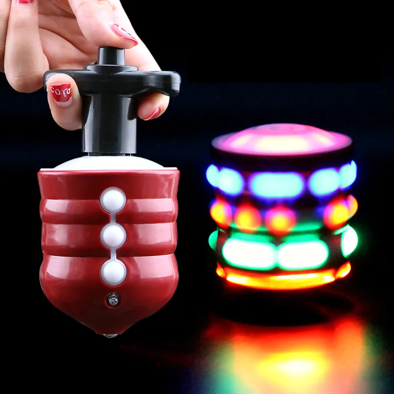 Wholesale children's funny flashing led music spinning top luminous toy