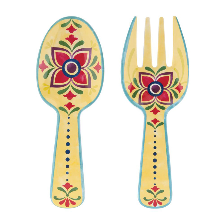 Plastic salad serving fork and spoon 2pcs set 11 inch high quality melamine salad server set