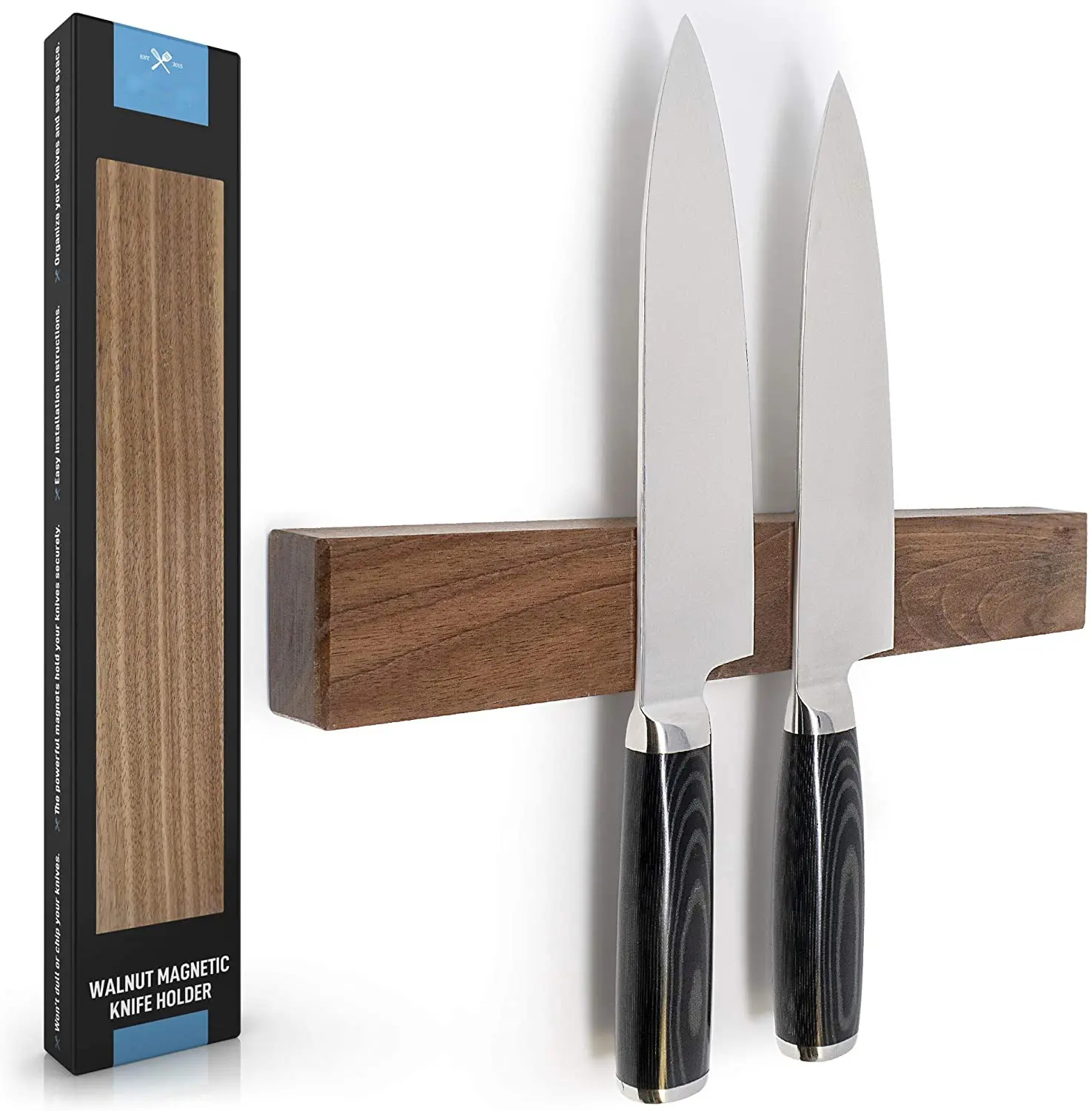 Amazon Hot Seller Powerful Magnetic Knife Strip, Walnut Magnetic Knife Holder Wood Kitchen Blocks & Roll Bags All-season Hangers