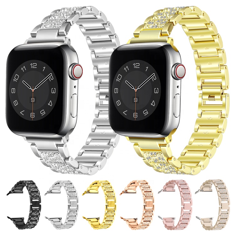 Металлический ремешок из нержавеющей стали с бриллиантами для Apple Watch, металлический ремешок для Iwatch 38 мм 44 мм 42 мм 40 мм