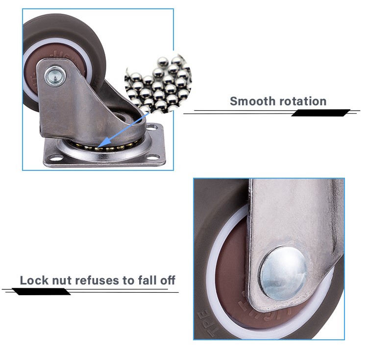 small 360 degree swivel caster wheels 1.5 inch trolly plate caster wheels for furniture