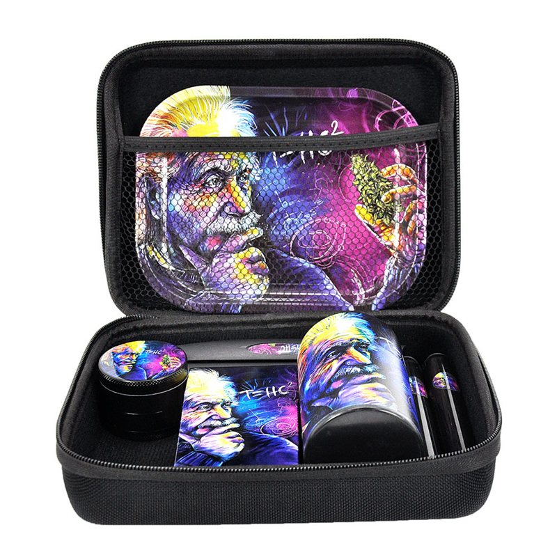 Smoking Accessories Tobacco Weed Rolling Tray with Grinder Machine Cigarette Gift Case Set