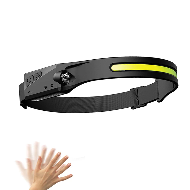 Sensor Headlight with Built-in Battery Flashlight USB Rechargeable Head Lamp Torch 5 Lighting Modes Work Light COB LED Headlamps