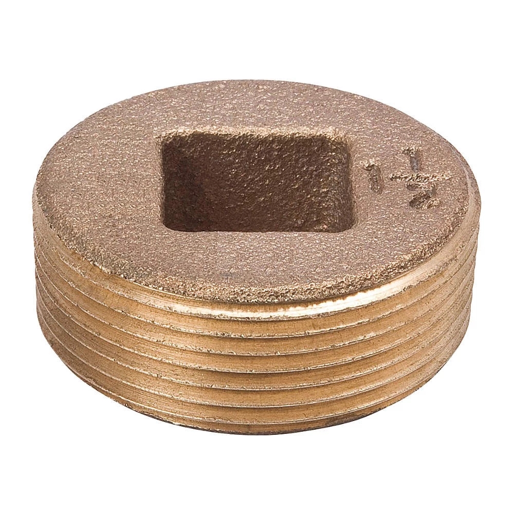 Countersunk Square Head Light Brass Cleanout Plug, 1-1/2"-Inch