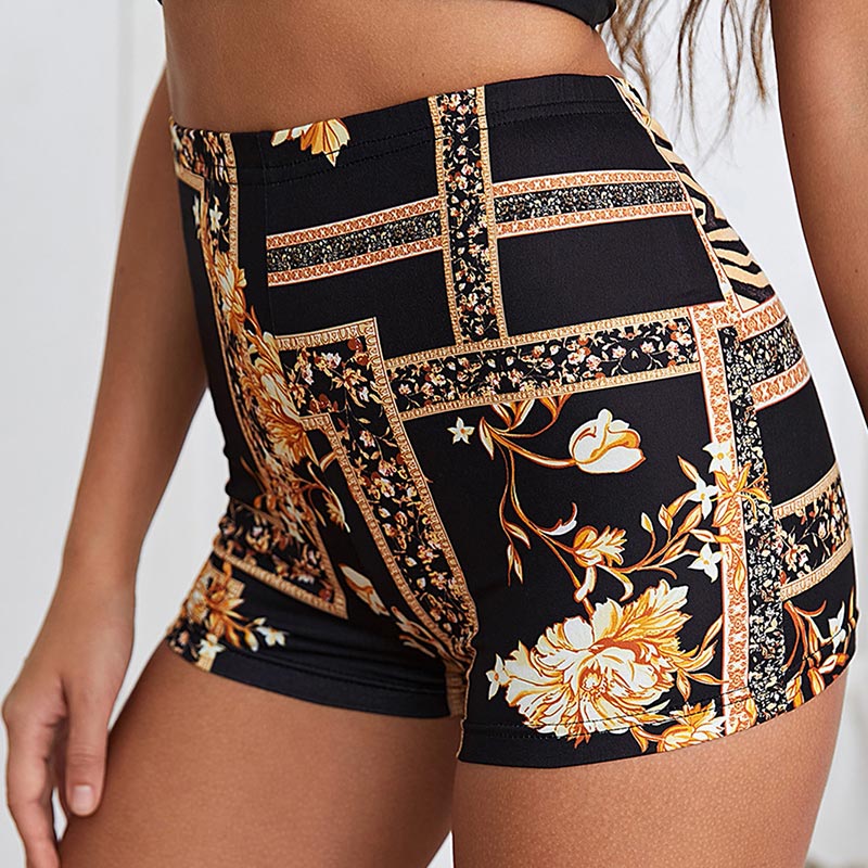 Scarf Print Biker Shorts For Women