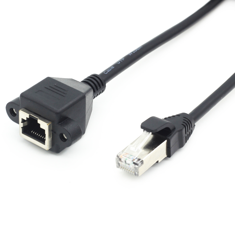 Оптовая продажа, сетевой кабель RJ45 с панельным креплением, штекер-гнездо, с винтовым замком, патч-удлинитель Ethernet cat6
