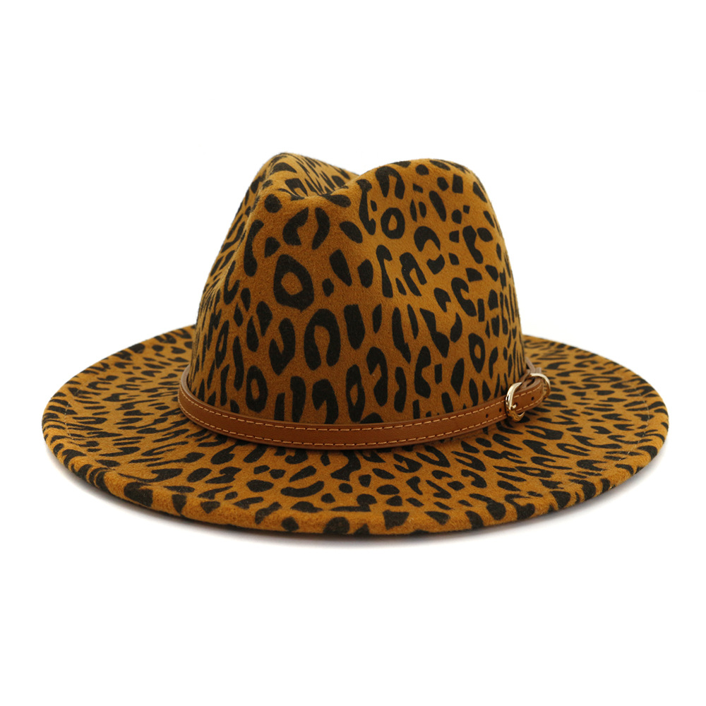 Autumn and winter British style woolen jazz top hat ladies European and American big brim hat fashion flat brim hat