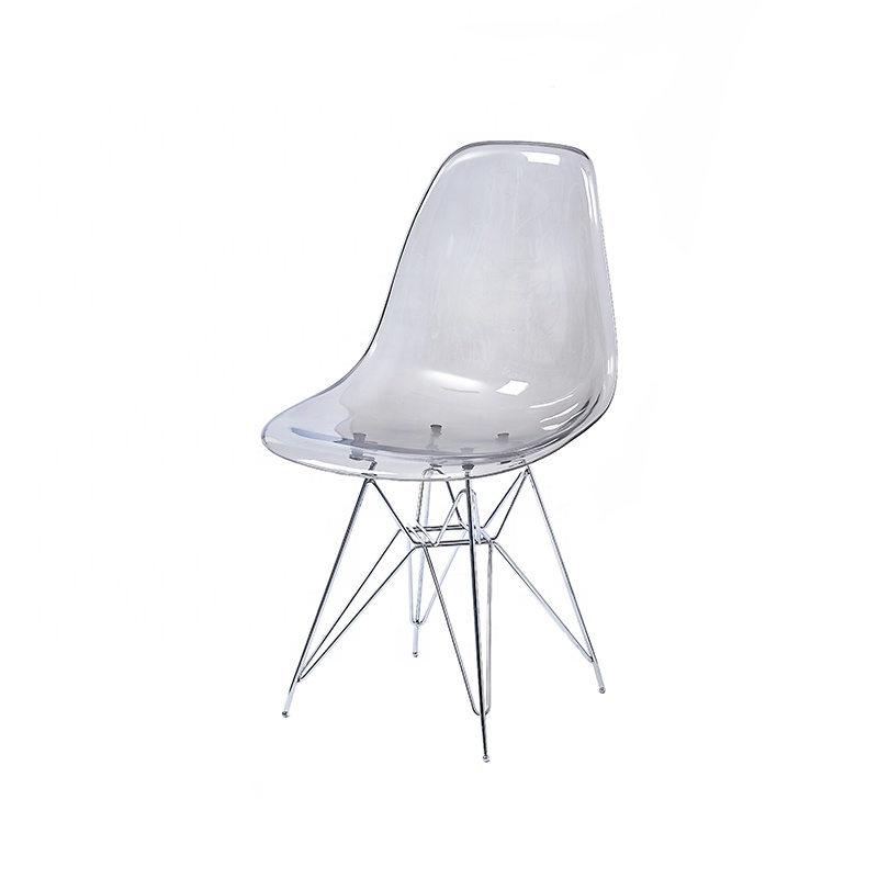 Wholesale High Quality Dining Furniture Stainless Steel Plastic Transparent Metal Legs Plastic Dining Chair Acrylic Chair