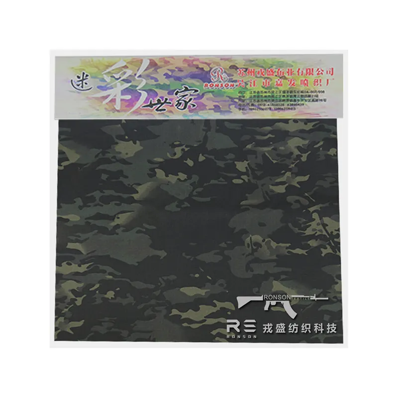 Ronsontex Cheap Multicam Black Camouflage Fabric TC 65/35 Polyester Cotton Ripstop Tactical Military Tactical Workwear Fabric