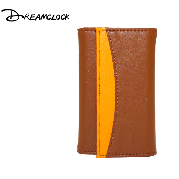 Wholesale assorted colors PU leather triofold key case with buckle card holders key bag