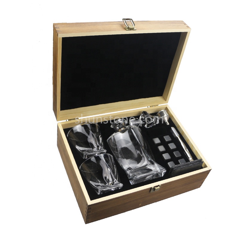 Hot Sell Natural OEM Customized Luxury Whiskey Stones & Whiskey Decanter Gift Set