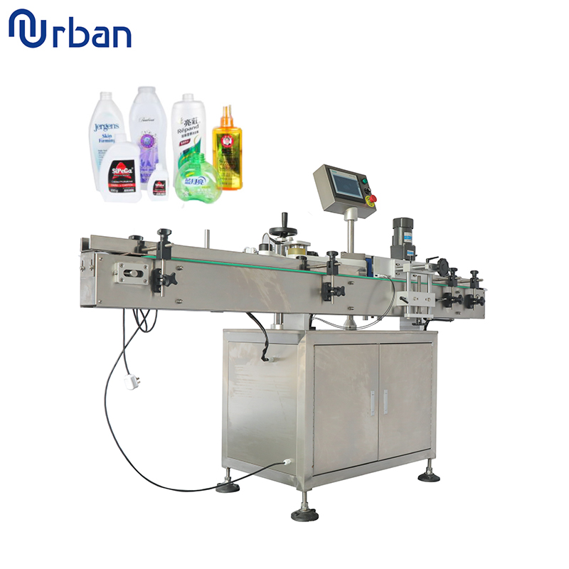 Automatic flat round Square Plastic Glass bottle adhesive sticker double side labeling machine