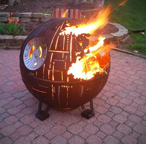 Death Star Design Metal Sphere Fire Ball