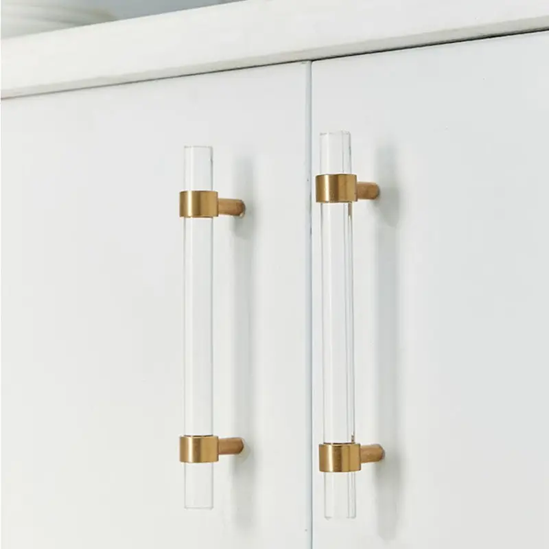 60mm Acrylic Gold Cabinet Drawer Furniture Door Handle And Knob Kitchen Bedroom Crystal Furniture Handles