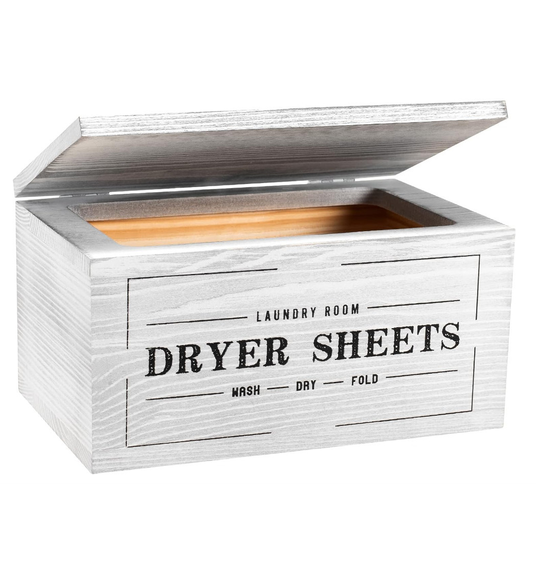 Farmhouse Space Saving Laundry Room Decor Fabric Softener Dispenser Wooden Laundry Dryer Sheets Holder