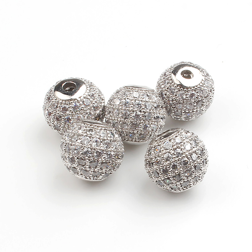 DIY Accessory Jewelry 3pcs/bag 10MM Micro Pave CZ Beads Zircon Spacer Round Beads for Jewelry Making