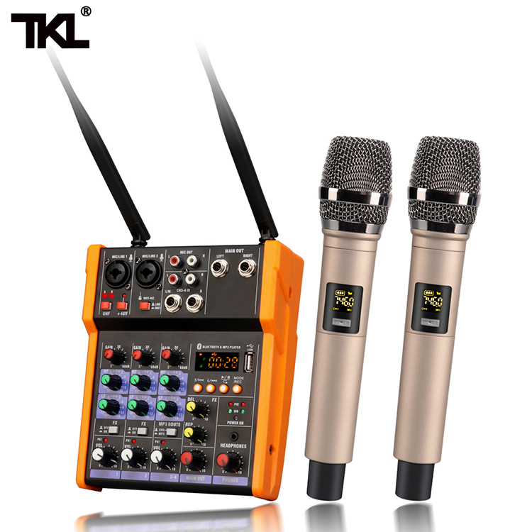 TKL контрольно-звукомикшер 4 канальный DVR с УВЧ беспроводной микрофон MP3 USB вход 48В цифровой аудио DJ микшер