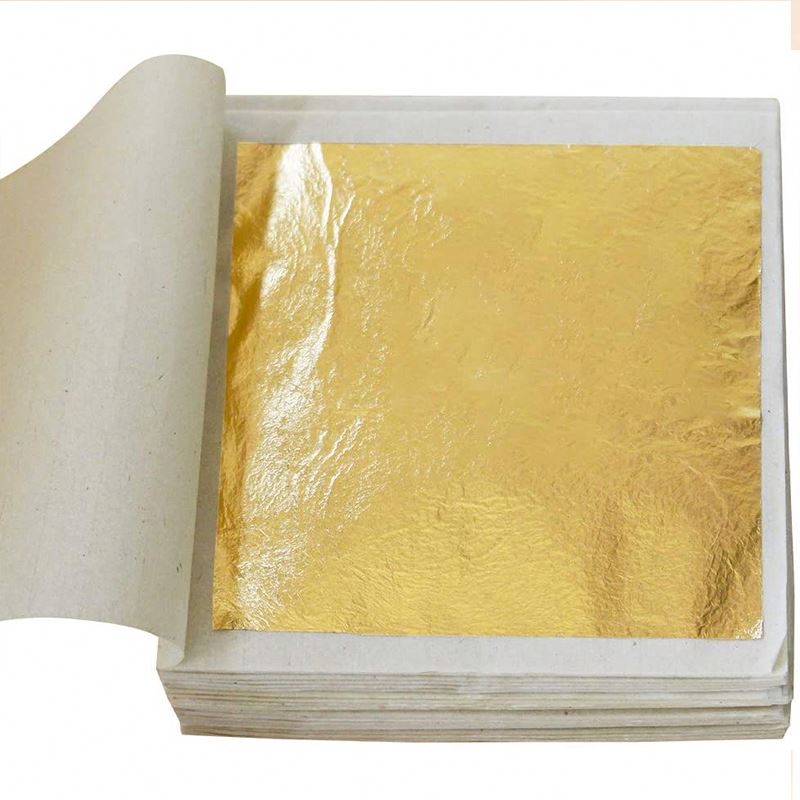 4.33*4.33 cm Factory Price 24k Real Edible Gold Leaf for Food Decoration and Wine 24k Gold Foil 99% Pure Gold Leaf Sheet
