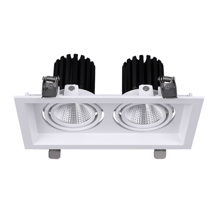 Square Double Head Trimless COB LED Ceiling Spot Light Downlight 15 24 38 Degree Adjustable 7W 12W Dimmable LED Spotlight