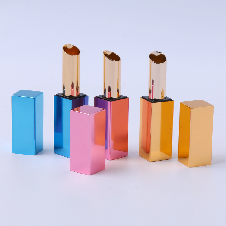 Best-selling metal magnet lipstick tube square aluminum lip glaze tube 2.5g