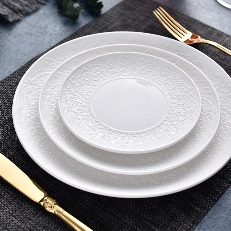 Factory direct wholesale 12 inch porcelain kitchen dinner dishes sets for restaurant ceramic serving round dinning plates