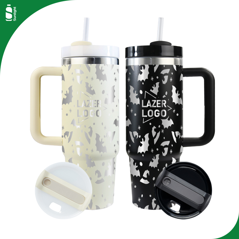 Custom Logo Laser Engraved 40oz Tumlber Blanks Stainless Steel Cup 40 oz Powder Coated Tumblers With Handle For Laser Engraving