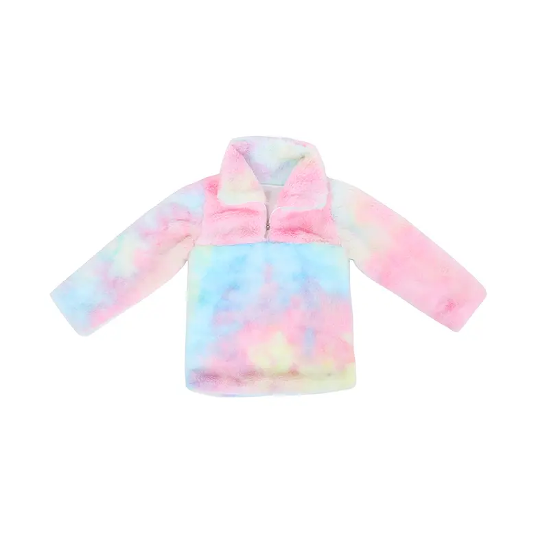 2019 Wholesale Factory Direct Girls Boutique Clothing Tie Dye Sherpa Jacket Baby Girls Top Sherpa Fleece Jacket