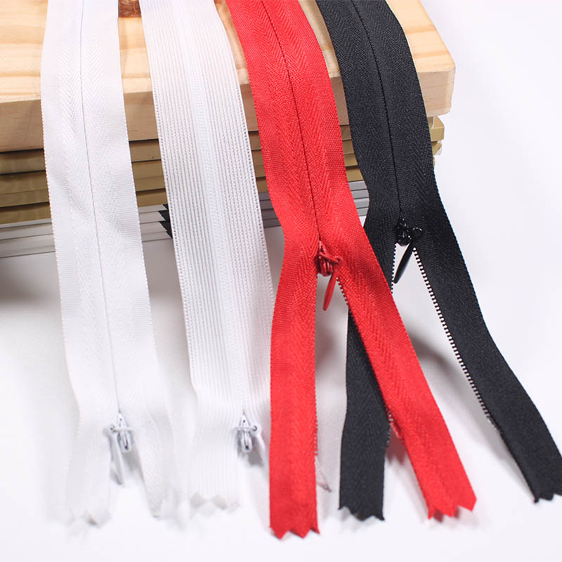 Hot sale 3# 5# close end white black red mesh tape zip invisible nylon zipper