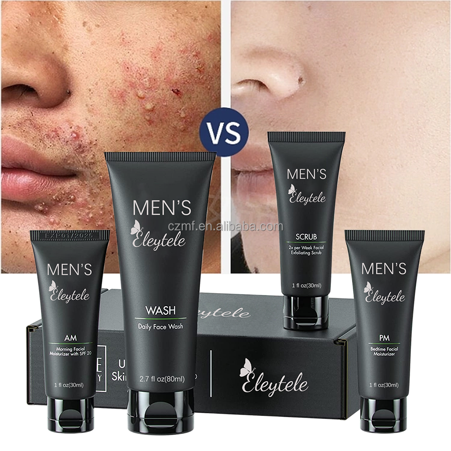 Private Label Mens Skin Care Products OEM Vegan Organic Repair Moisturizing Acne Anti Aging Skin Care Set for Men