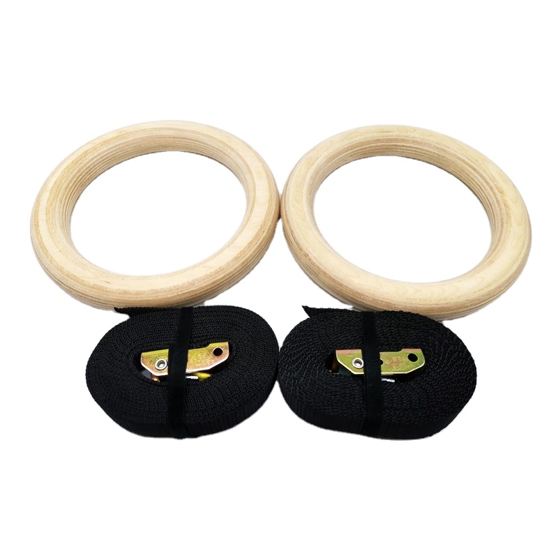 DEFINE FITNESS Supplying real Wooden Gym Rings with Colorful Strap