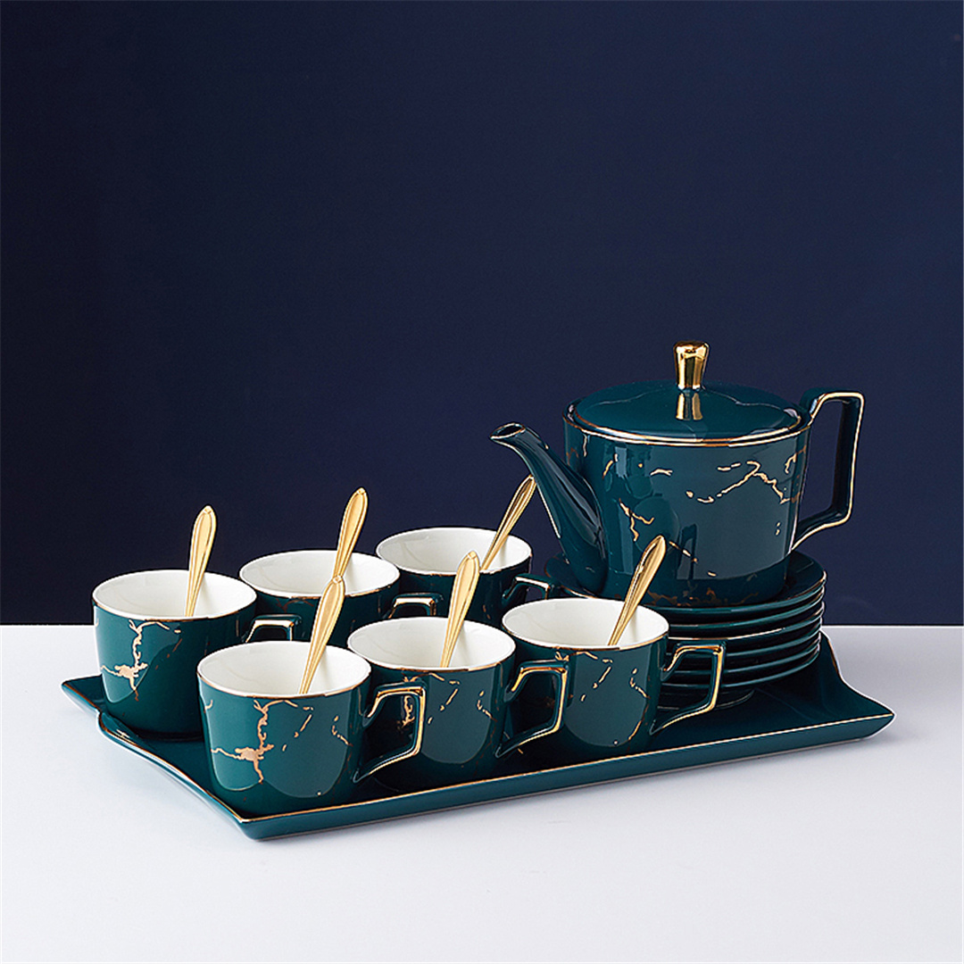 Delicate Bone china Coffee Cup Set European Vintage Tea Cup Tea Kettle Saucer Set