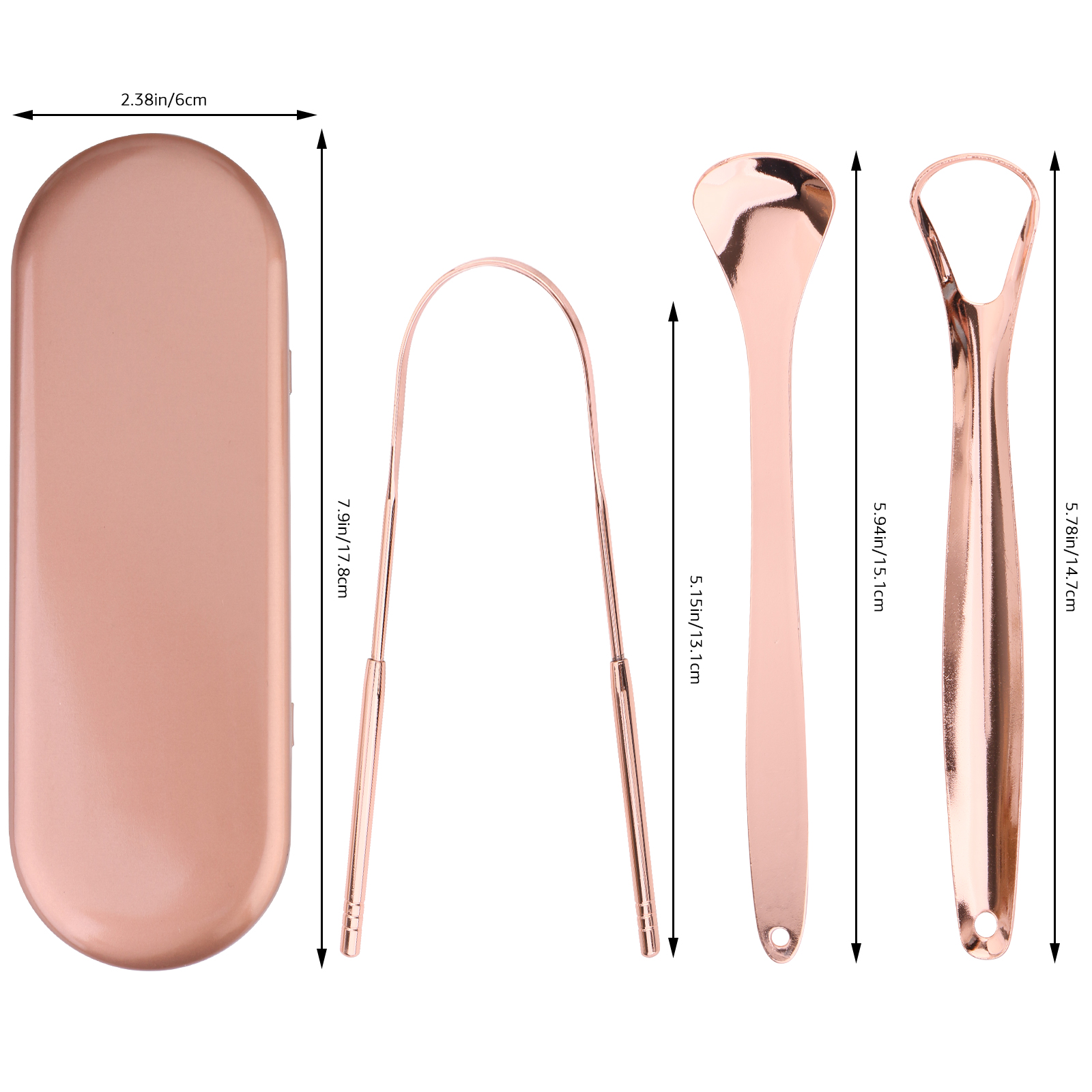 New Trends Reusable Manual 2 In 1 Tongue Cleaner 304 Stainless Steel Copper Tongue Scraper
