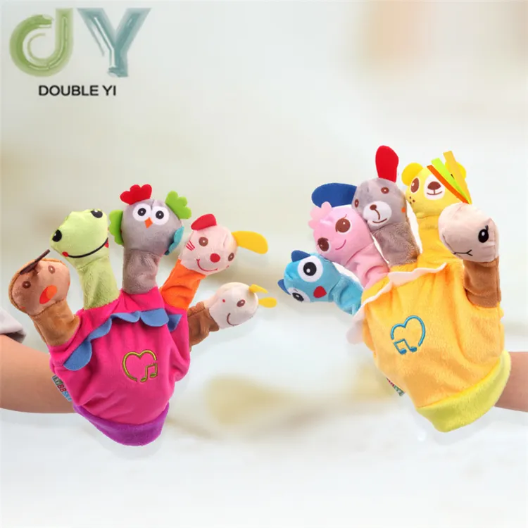 Baby Comforting Toy 5-finger Hand Puppet Wholesale/ Creative Baby Storytelling Props Hand Doll Gloves