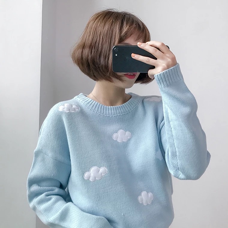 Early Spring Women Clothing 2021 New Cloud Loose Pullover Long Sleeve Sweater Top