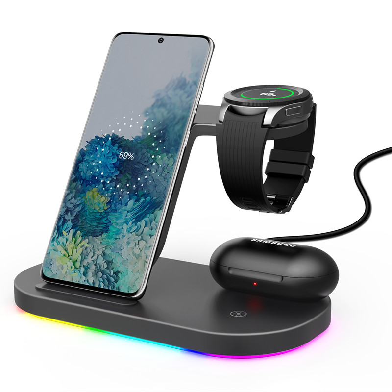 Новое поступление 3 в 1 беспроводная Подставка для зарядки, доступна для Samsung watch, Actives; Серии iPhone и TWS.