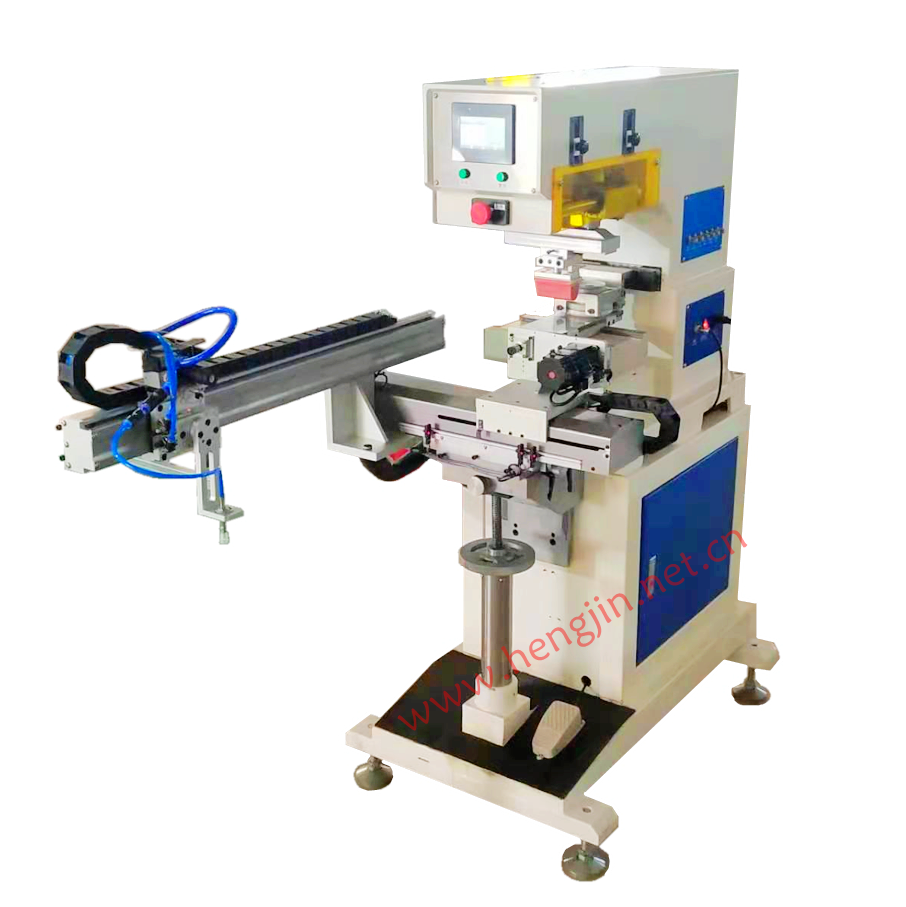 1 color Automatic pad printer round sizer tampo pad printing machine with unloading manipulator HP-200 AY