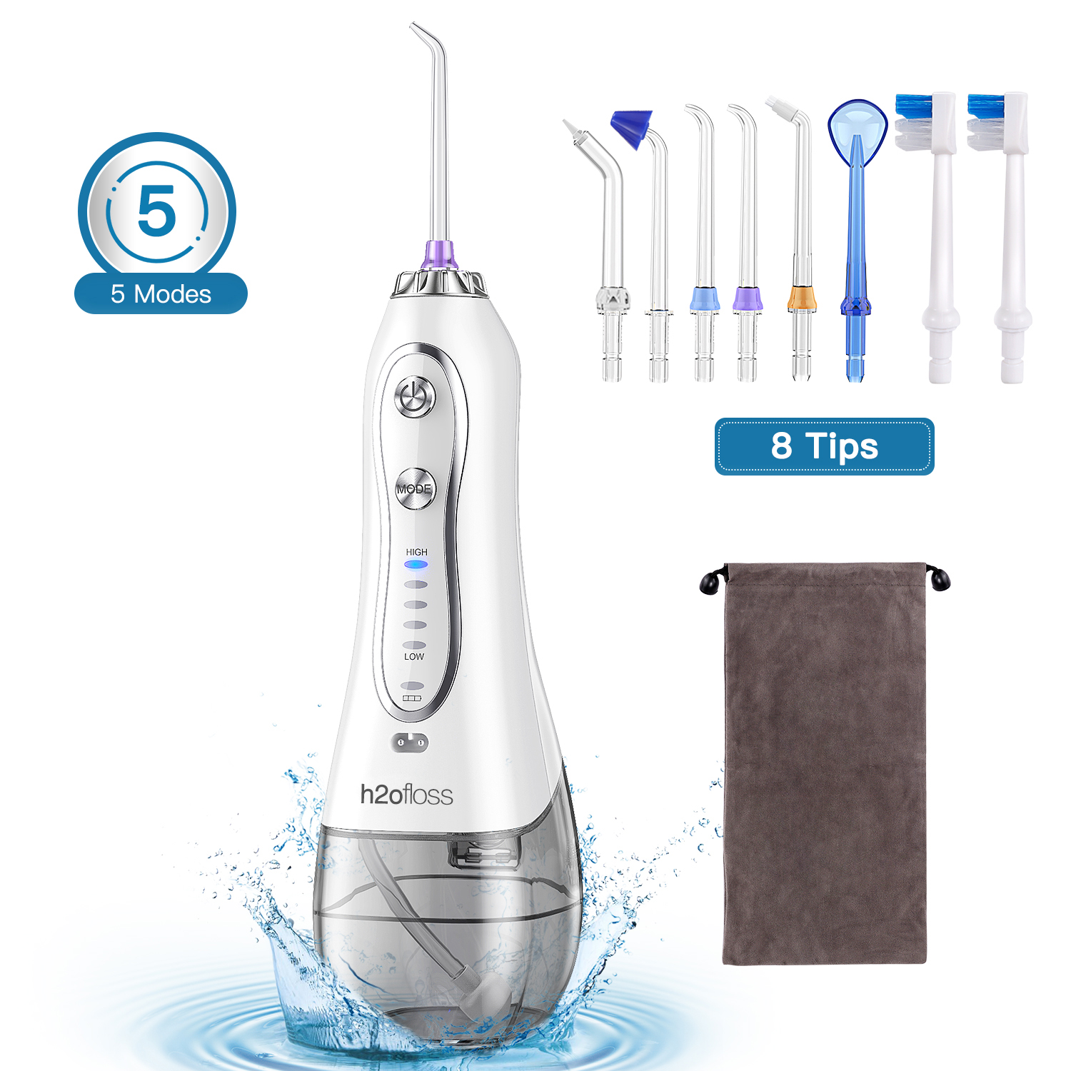 2020 Rechargeable Cordless Water Floss Mini 5 Modes Portable 300ml Oral Care Irrigator Handle WithJet IPX7 Waterproof
