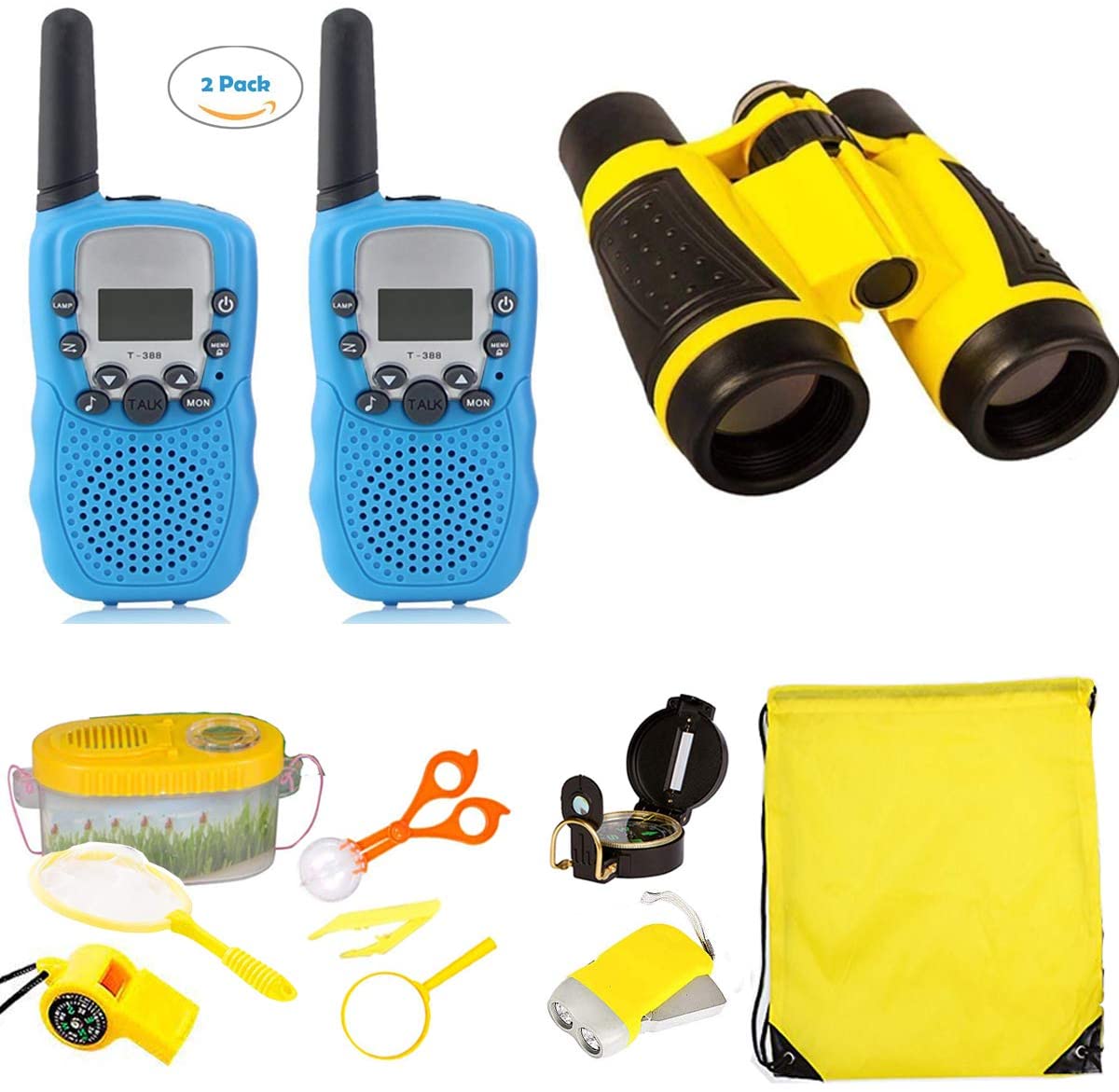 Amazon уличные Игрушки Walkie Talkie бинокль Компас для детей Ловец ошибок Explorer Kit