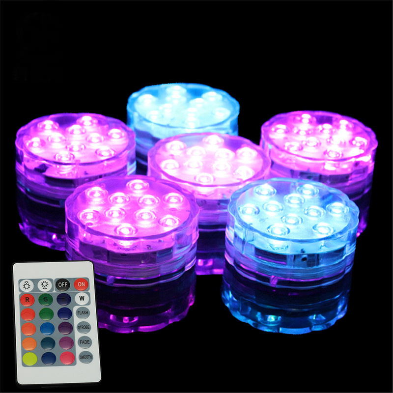 10 шт. Rgb 5050Smd светодиоды с дистанционным управлением, водонепроницаемая погружная светодиодная осветительная База под вазами