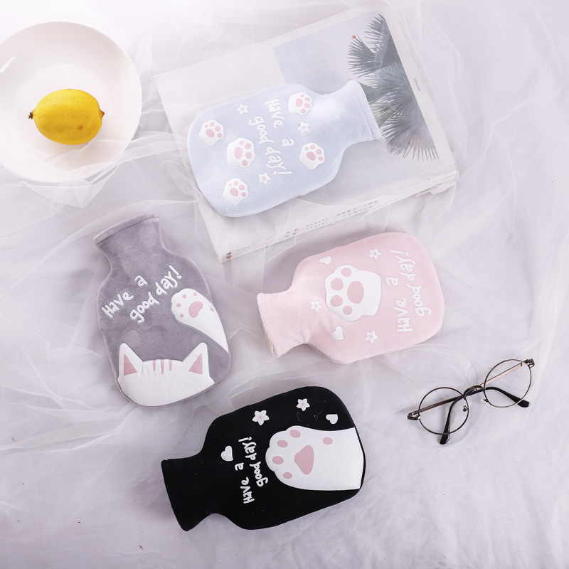 Cute Cat Rubber Hot Water Bag With Cloth Cover Household Items Winter Hand Warmer Tools Water Flooding Portable Hot Water Bottle