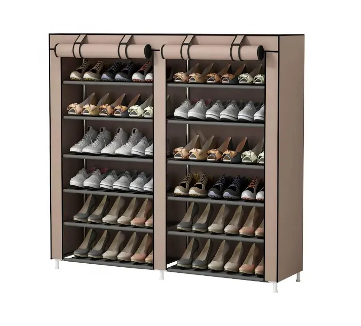 Custom made shoe display rack canvas shoe rack double row shoe rack
