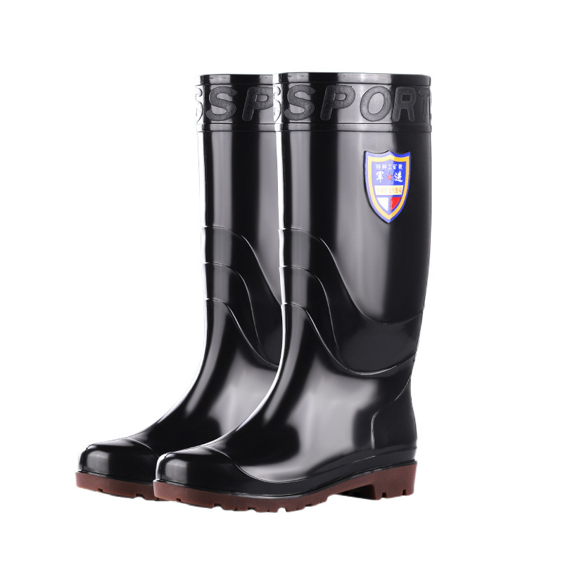 Fishing boots non-slip Men's rain boots round toe wedge Wear-resistant plastic water-proof rain boots