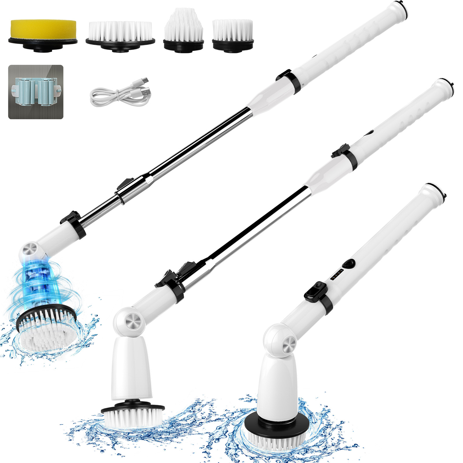 Electric Spin Scrubber Cleaning Brush for Cleaning with Different Heads and Large Battery Capacity