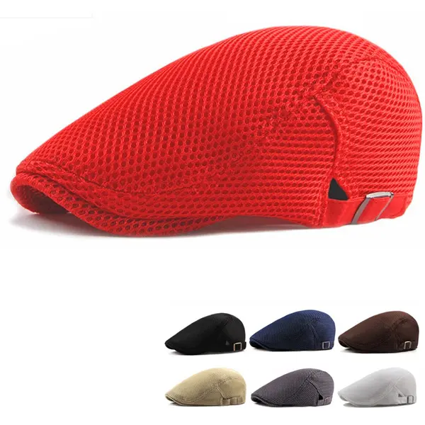 HR04 Man women's wholesale casual adjustable street wear mesh scaley spring summer breathable progressive beret cap hat