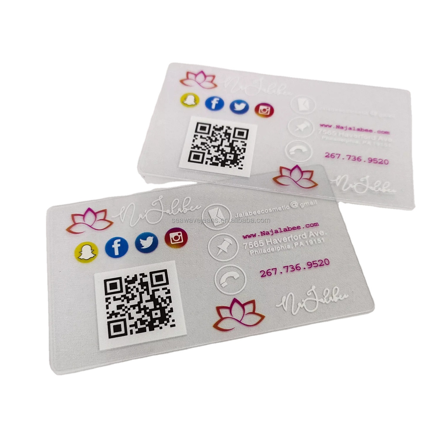 Special Design Pvc Business Card Plastic Card Colorful Printed Transparent Card