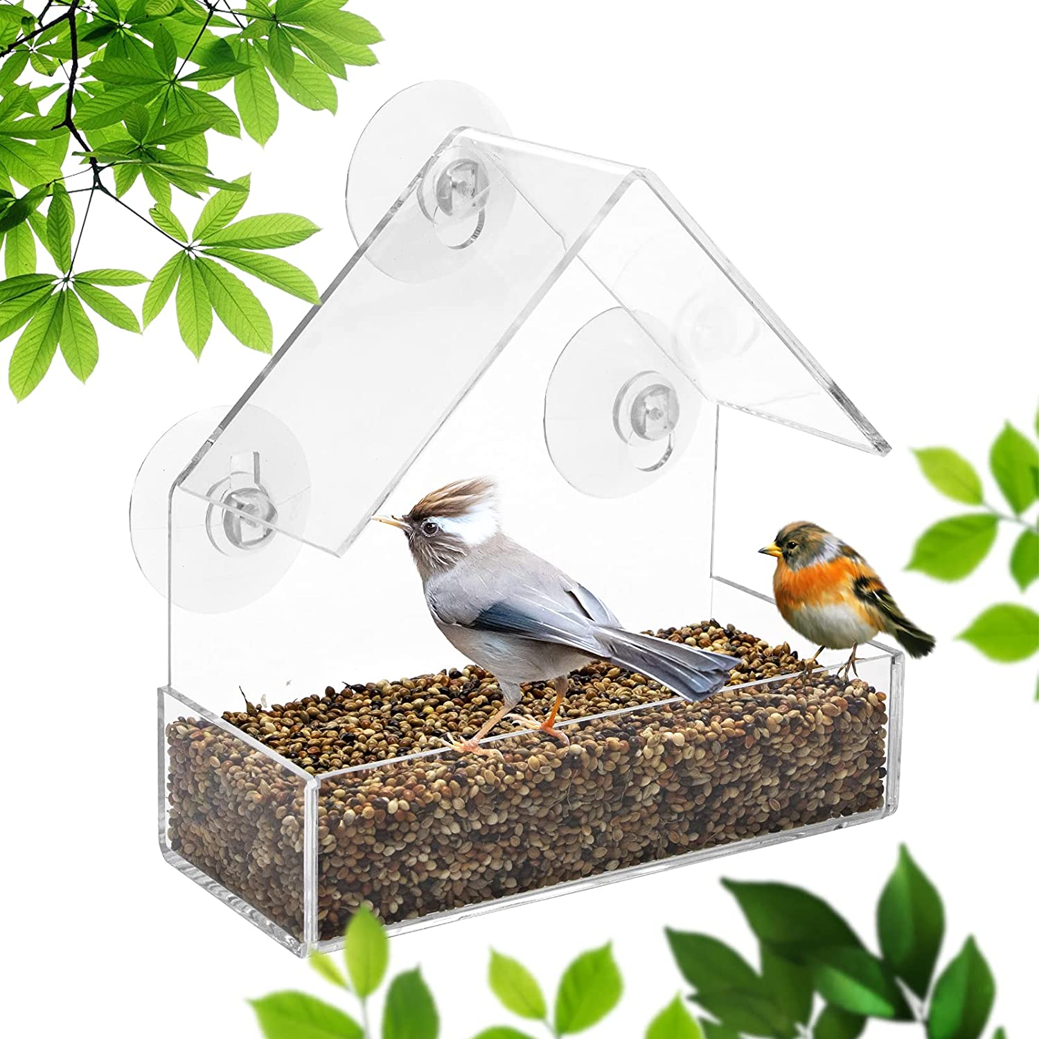 wholesale clear acrylic hanging house wild bird feeders window bird feeder with strong suction cups