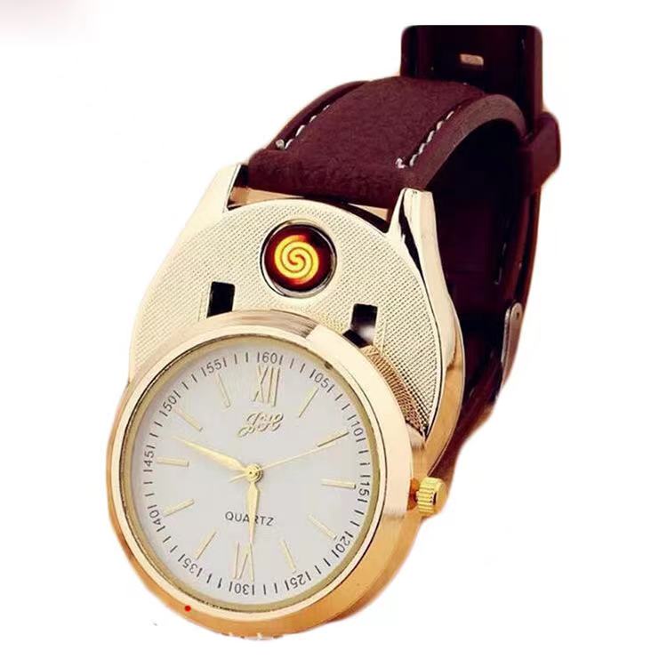 New Smart Watch Lighter OEM Usb Watch Cigarette Lighter For Gift Men's Quartz Wristwatch Rechargeable USB Electric Lighter