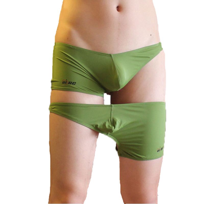 2021 Ice silk erotic underpants single foot hollow side flat angle breathable hollow men brief sexy underwear