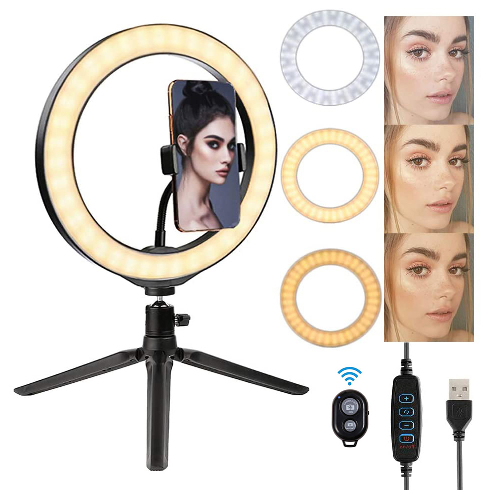 Amazon Горячая продажа 10 дюймов 26 см Настольный ringlight светодиодная кольцевая лампа с треножником